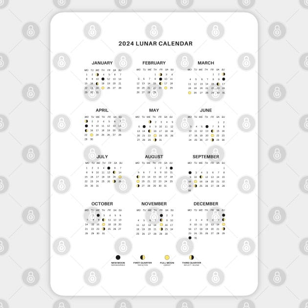 2024 Lunar Calendar 2024 Lunar Calendar Sticker TeePublic